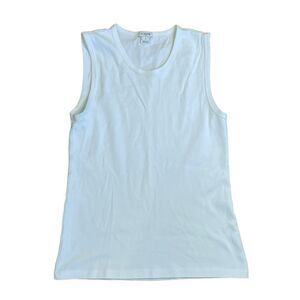 J. Crew Classic Tank Top White Cotton Knit Sleeveless Crewneck Pull-Over S